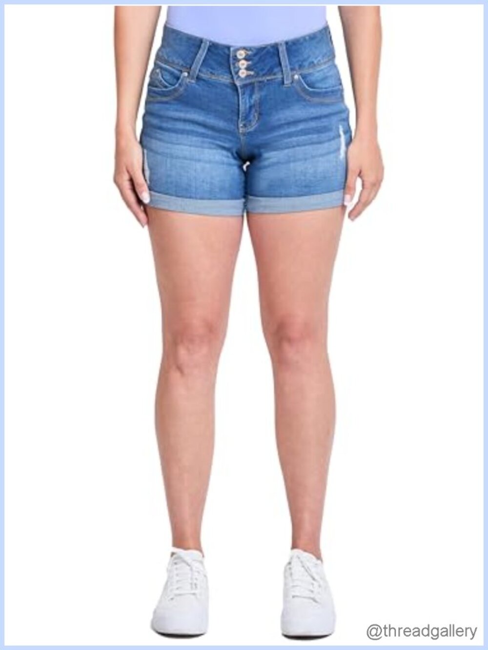 WannaBettaButt 3 Button Cuffed Shorts High Rise Stretch